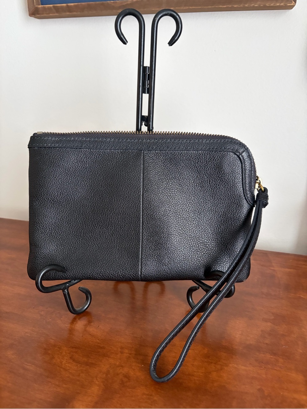 Fossil Black Leather Wristlet Clutch